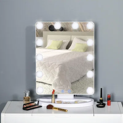 The Range Hollywood Light Up Vanity Makeup Mirror with LED Lights - White, Silver