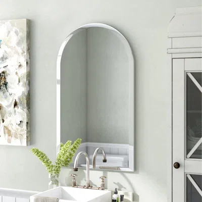The Range Frameless Arched Wall Mounted Mirror Round Top - Silver