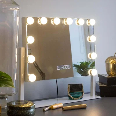 The Range Vivien Hollywood Vanity Mirror with Lights and Bluetooth Speaker - Silver