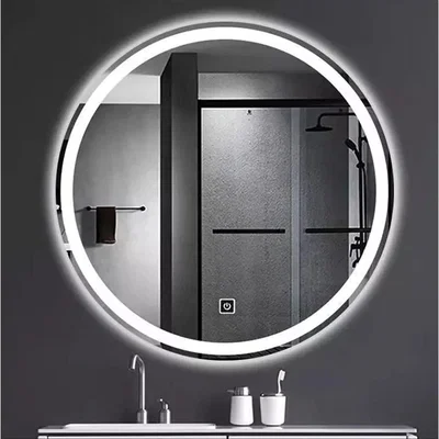The Range LED Mirror Illuminated Dual Anti Fog One Touch Switch Round Large - Silver