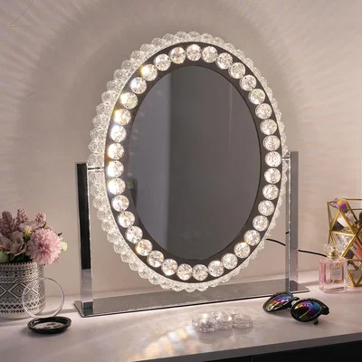 The Range 3-Color Dimmable Crystal Hollywood Makeup Mirror - Silver