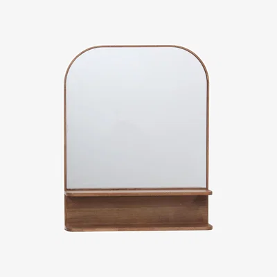 The Range Arched Mirror Wooden Shelf Unit - Brown