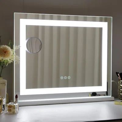 The Range Hollywood Vanity Mirror with Strip Light Table Wall-Mounted Light Up - Metal White