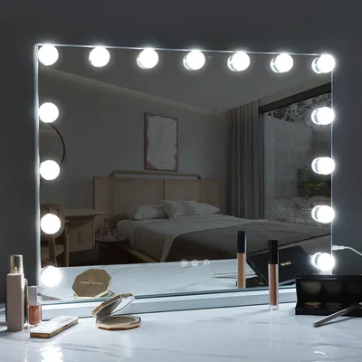The Range FENCHILIN 15 LED Light Up Hollywood Vanity Make Up Mirror with Lights Wall - Metal White