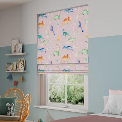 Dunelm Little Adventurers Jurrassic Made to Measure Roman Blind Jurrassic Pink