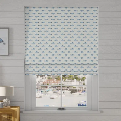 Dunelm Pesce Made to Measure Roman Blinds Pesce Blue