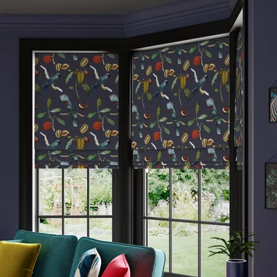 Dunelm Maximalist Cockatoo Made to Measure Roman Blind Cockatoo Ink