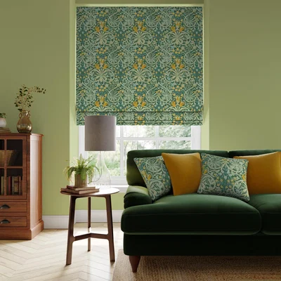 Dunelm William Morris At Home Woodland Weeds Made To Measure Roman Blind Green/Yellow