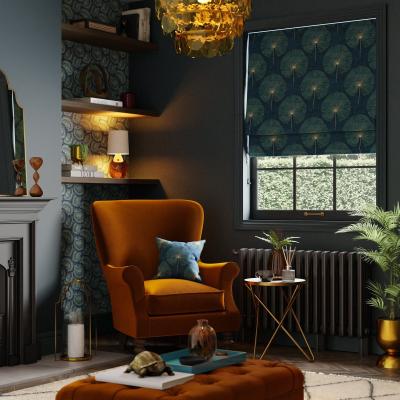 Dunelm Oriental Palm Green Roman Blind Green