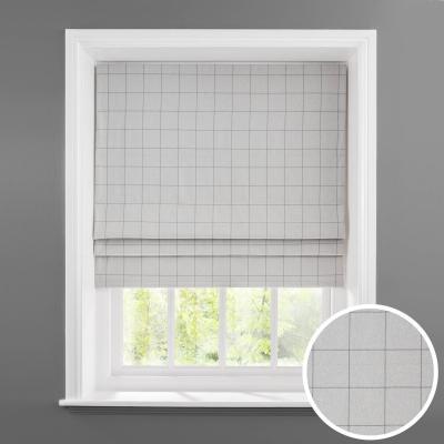Dunelm Luna Grey Check Blackout Roman Blind Grey