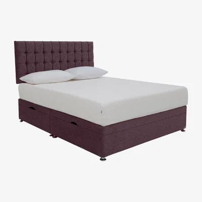 Furniture Village TEMPUR - Original Prime Side Ottoman Divan Set - King Size - Purple