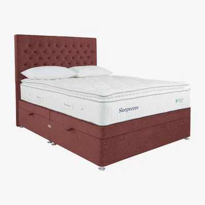 Furniture Village Sleepeezee - Natural Touch 3000 Pillowtop Side Ottoman Divan Set - King Size - Red