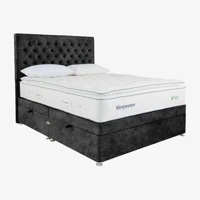 Furniture Village Sleepeezee - Natural Touch 3000 Pillowtop Side Ottoman Divan Set - King Size - Daytona Coal