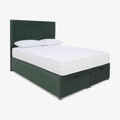 Furniture Village Sleep Story - Firm Gel Manual End Ottoman Divan Set - King Size - Plush Emerald