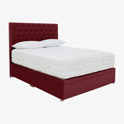 Furniture Village Sleep Story - Natural 4000 Side Ottoman Divan Set - King Size - Red