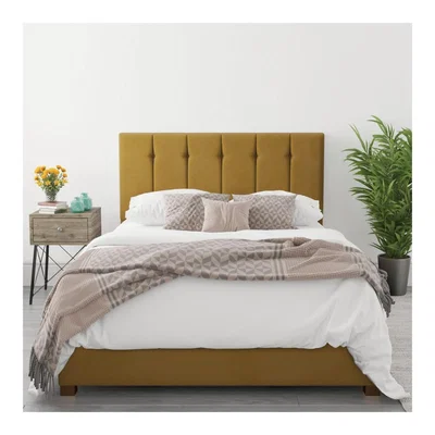 Furniture123 Pimilico King Size Ottoman Bed in Deep Mustard Velvet