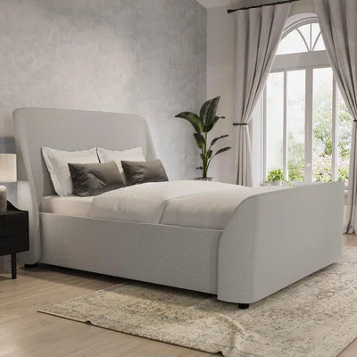 Furniture123 Grey Fabric King Size Side-Lift Ottoman Bed - Amelia