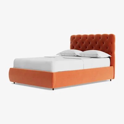 Habitat Swoon Burbage Velvet Kingsize Ottoman Bedframe- Burnt Orange