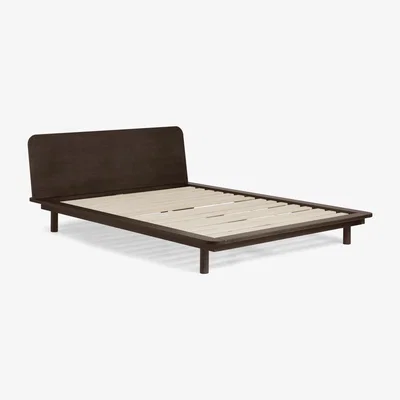 Made.com Kano King Size Bed with Shelf, Walnut Stain Pine
