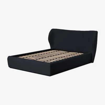 Made.com Topeka King Size Ottoman Storage Bed, Black Boucle