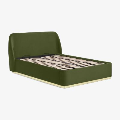 Made.com Trudy King Size Ottoman Storage Bed, Ivy Green Velvet & Brass