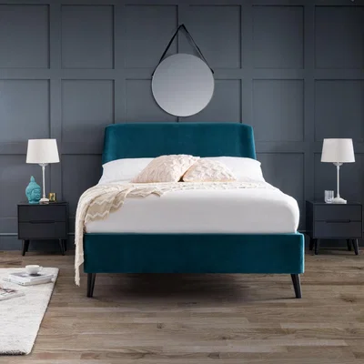 Olivia's Olivia's Curved Velvet Kingsize Ottoman Bed in Teal