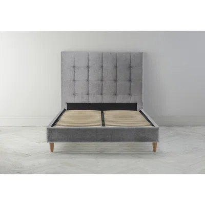 Perch and Parrow Hopper 5' King Ottoman Bed Frame in Silver Weave