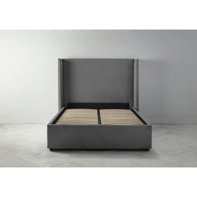 Perch and Parrow Suzie 5' King Ottoman Bed Frame in Eggshell Grey