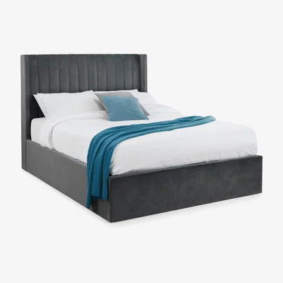 The Range Langham Scalloped Headboard Storage King Size Bed - Grey - Grey