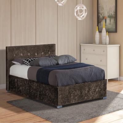 The Range Brown Crushed Velvet Ottoman Storage Gaslift Bedframe - King