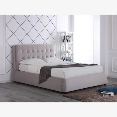 The Range Caputo Velvet Ottoman Bed - Beige / King