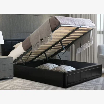 The Range Bailey Ottoman Bed Frame - Black / No / King