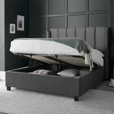 The Range Aurora Grey Velvet Ottoman Bed - Grey / King