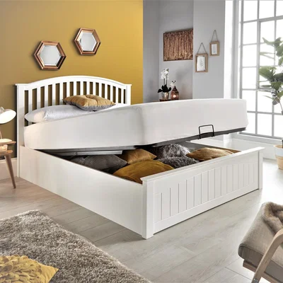 The Range Grayson White Wooden Ottoman Bed - White / King