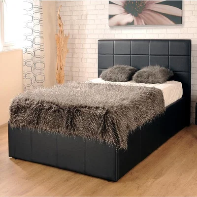 The Range Black Faux Leather Gas Lift Ottoman Bed - King