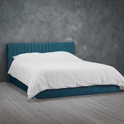 The Range Berlin Velvet Ottoman Bed - Teal / King