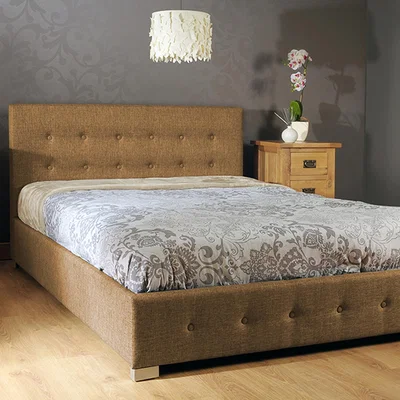 The Range Mocha Fabric Ottoman Storage Gaslift Bedframe - King