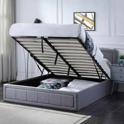 The Range Ottoman Bed With Deluxe Hybrid Mattress - Grey / King