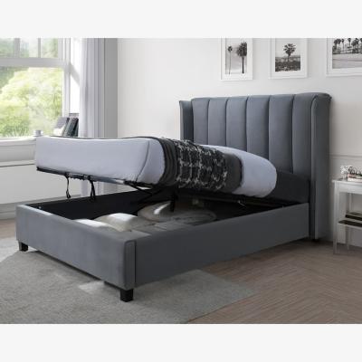 The Range Aurora Grey Velvet Ottoman Bed Frame - 5ft Kingsize - Grey