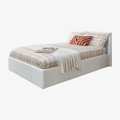 The Range End Lift Ottoman Bed   - White PU / King