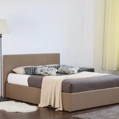 The Range Mocha Fabric Gas Lift Ottoman Bed - King