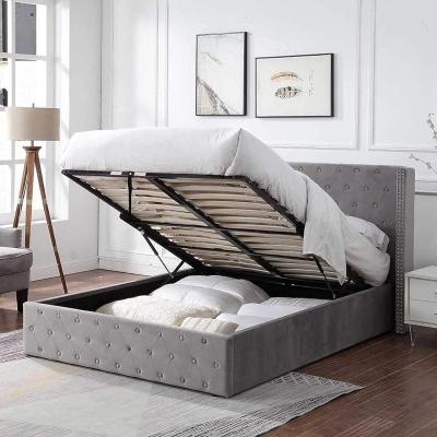 The Range Velvet Winged Ottoman Bed Frame - Grey / No / King