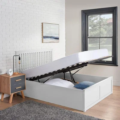 The Range Wooden Ottoman Bed With Storage - White / Yes / King