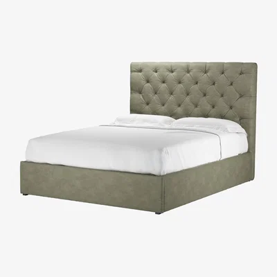 Sofa.com Rosalie 130cm King Ottoman Bed in Matcha Powdered Leather - sofa.com