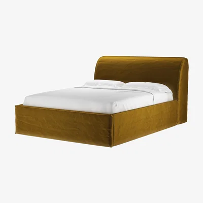 Sofa.com Charlie King Ottoman Bed in Nefertiti Gold Cotton Matt Velvet - sofa.com