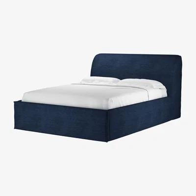 Sofa.com Charlie King Ottoman Bed in Twilight Slubby Cotton - sofa.com