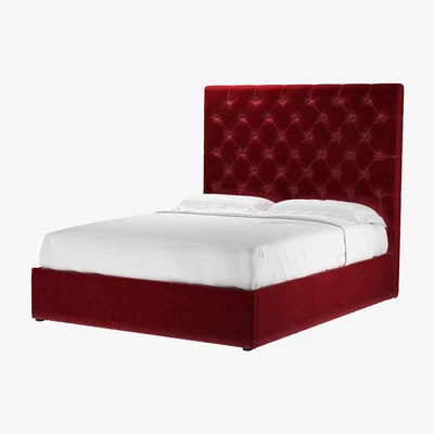 Sofa.com Rosalie 150cm King Ottoman Bed in Claret Cotton Matt Velvet - sofa.com