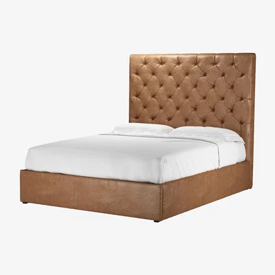 Sofa.com Rosalie 150cm King Ottoman Bed in Tan Vintage Leather - sofa.com