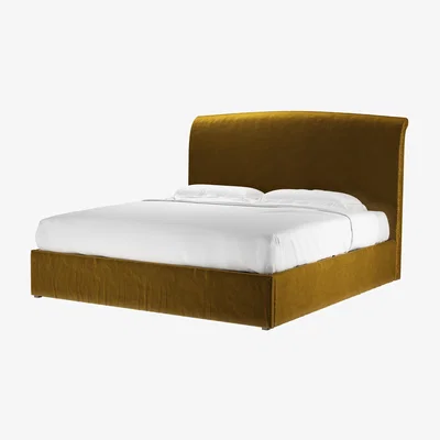Sofa.com Thea Super King Ottoman Bed in Nefertiti Gold Cotton Matt Velvet - sofa.com