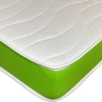 The Range Wilson Beds - Rainbow Kids Green Foam Free Basic 6.5" Deep Quilted Mattress - Off white and green / Double